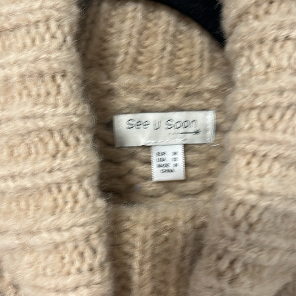 Anthropologie Chunky Tan Turtleneck Sweater - Picture 4 of 8